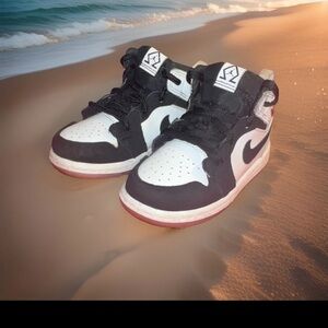 Nike Kids Black White and Pink High-Top Sneakers